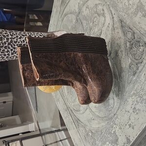 Jefferey Campbell Ibiza Crinkled Leather Back Zip Wedge Boots Size 6